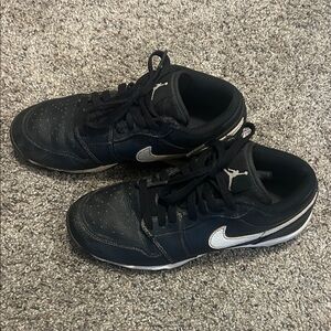 Jordan 1 kids multi sports cleats, Black and White Athletic Shoes 4.5Y
